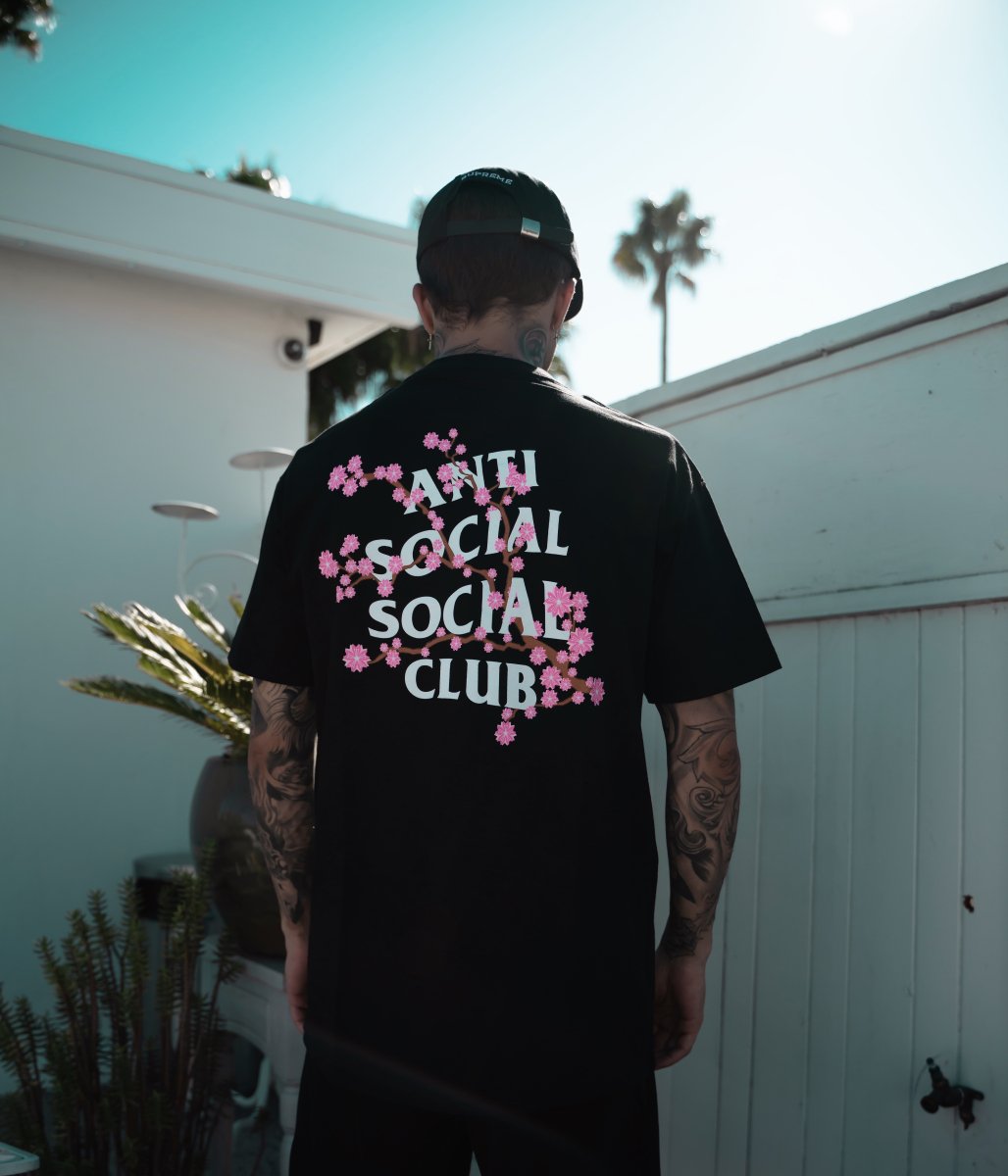 Anti Social Social Club Black Cotton Cherry Blossom ASSC T- Shirt - La Familia Street Culture - ANTI SOCIAL SOCIAL CLUB