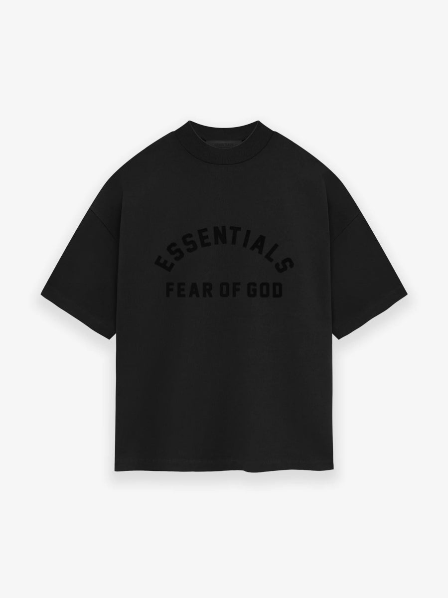 Fear of God Essentials Heavy Jersey Crewneck Tee Jet Black - La Familia Street Culture - FEAR OF GOD