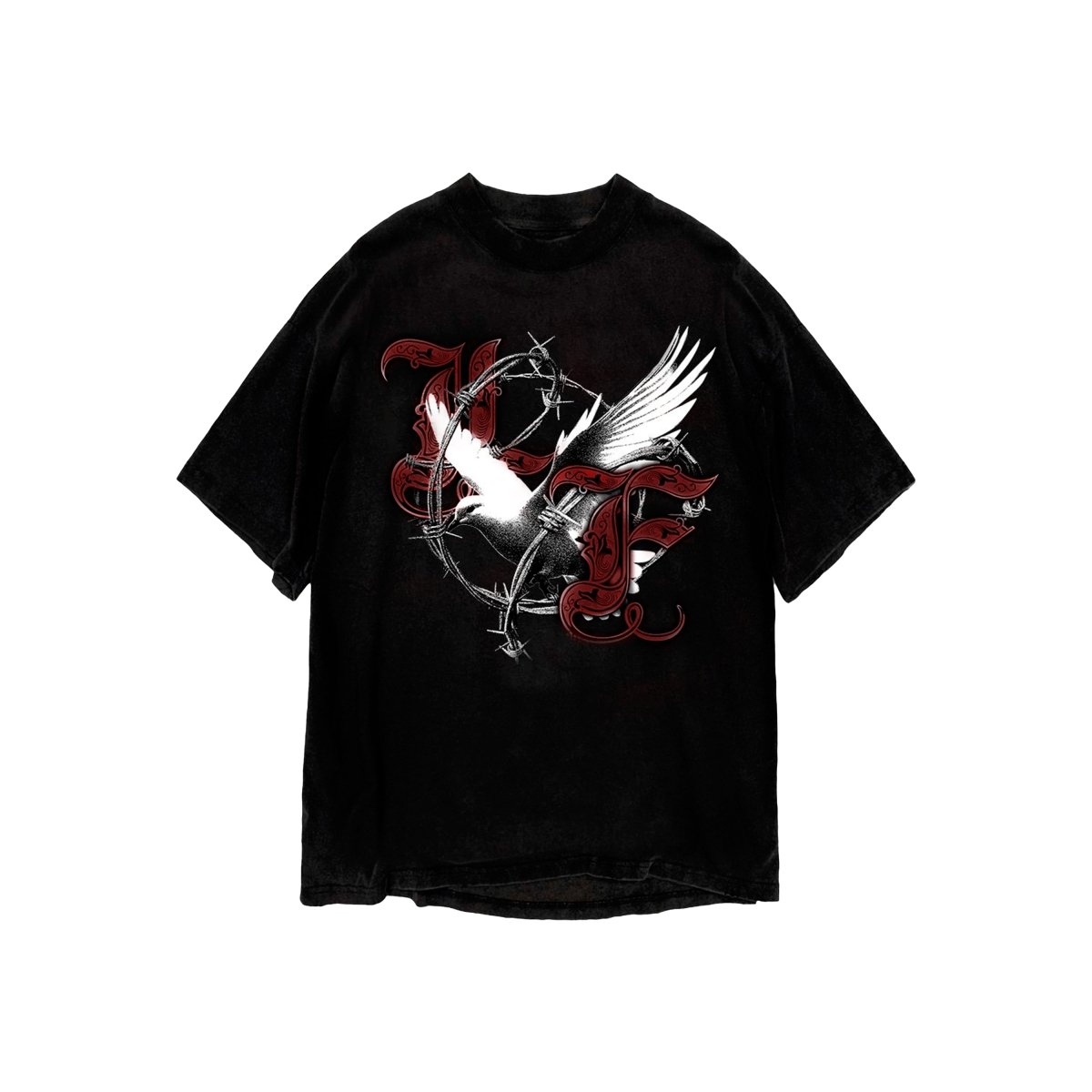 La Familia C/O Protect The Family Dove Tee Black/Tuscan Red - La Familia Street Culture - La Familia Street Culture