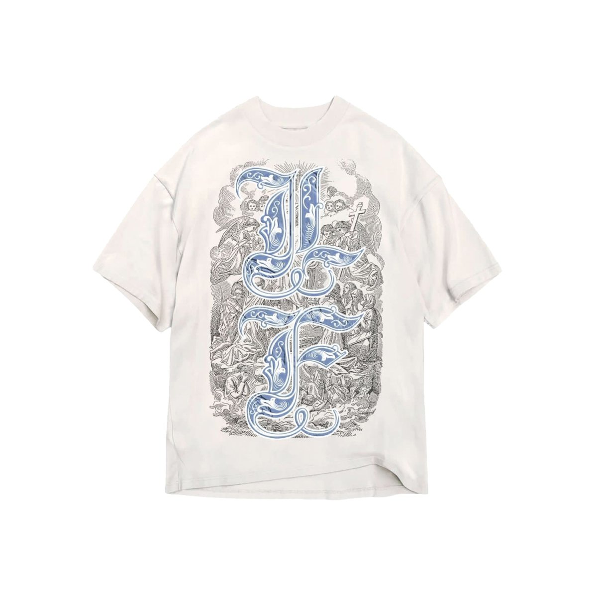 La Familia C/O Protect The Family “LF Angels” Tee Vintage White/Blue - La Familia Street Culture - La Familia Street Culture