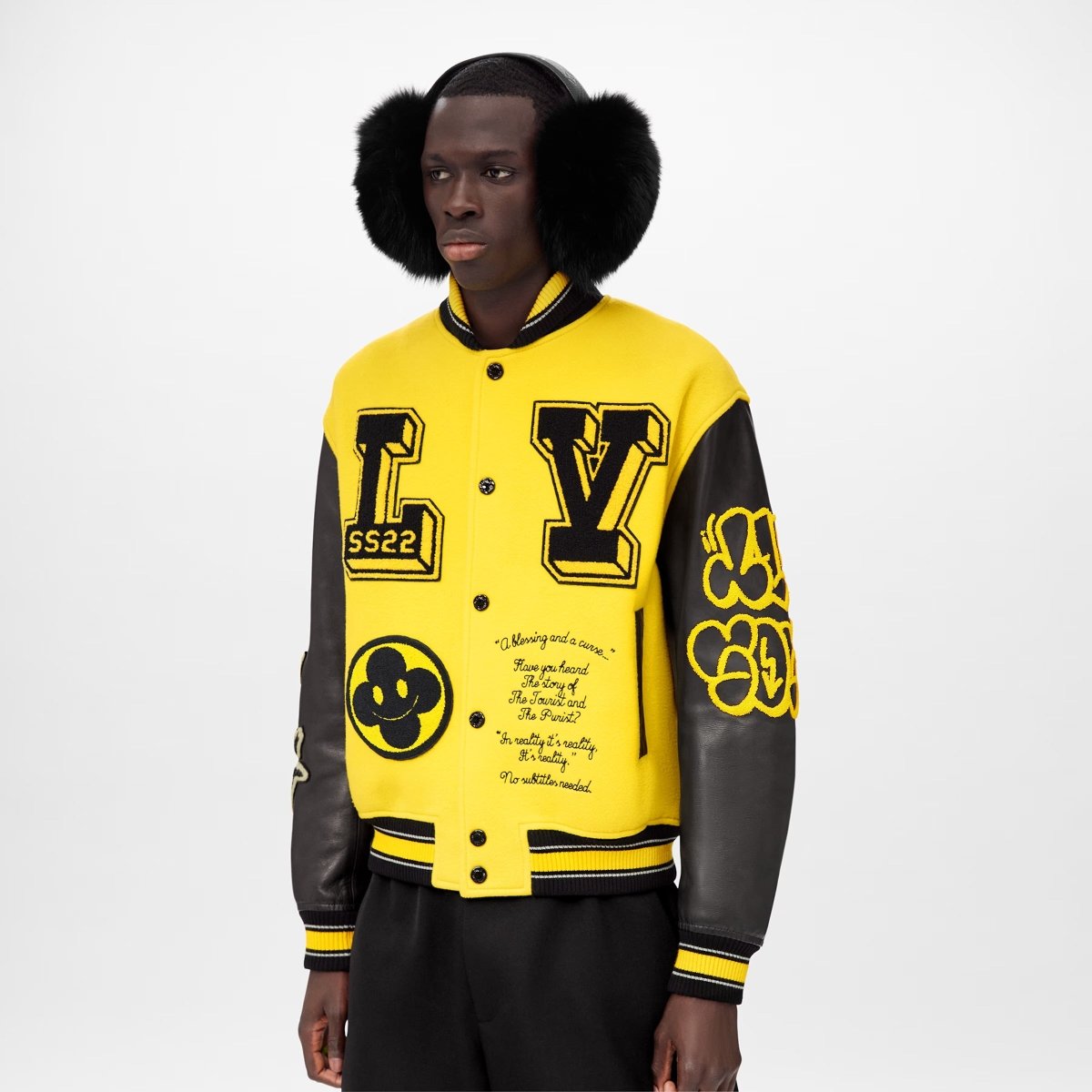 Louis Vuitton Leather Embroidered Varsity Jacket Black - La Familia Street Culture - Louis Vuitton