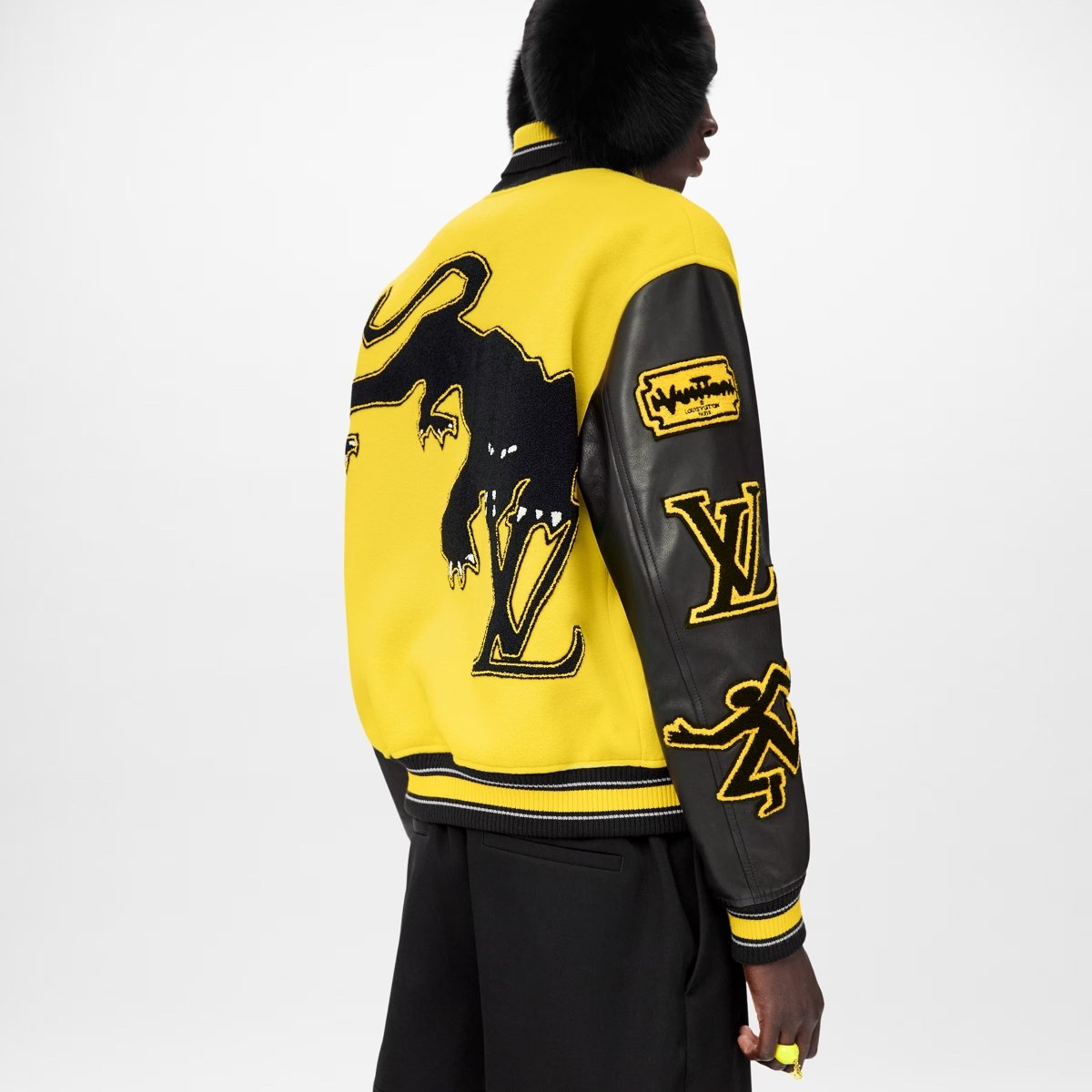 Louis Vuitton Leather Embroidered Varsity Jacket Black - La Familia Street Culture - Louis Vuitton