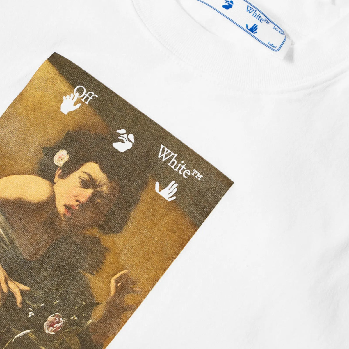 Off-White Caravaggio Boy Double Sleeve Tee White - La Familia Street Culture - Off-White