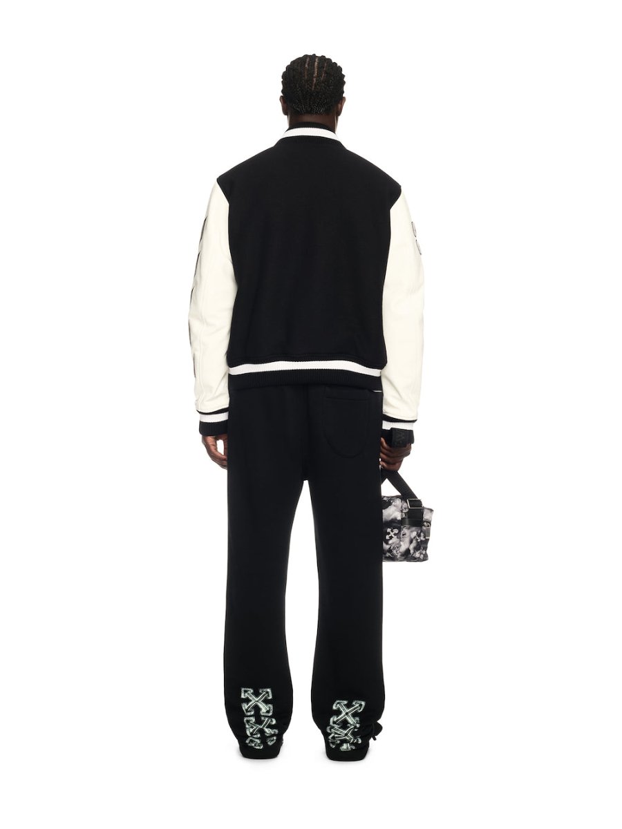 Off - White Leather/Wool Varsity Jacket - La Familia Street Culture - Off - White