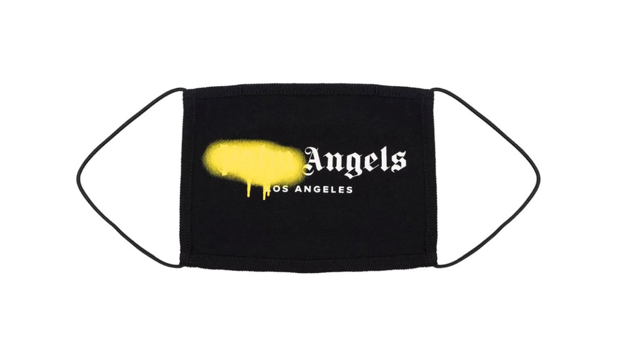 Palm Angels LA Sprayed Logo Mask Black/Yellow - La Familia Street Culture - PALM ANGELS