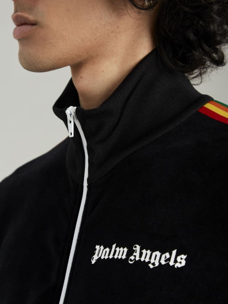 Palm Angels Rainbow Track Jacket Black Multicolour - La Familia Street Culture - PALM ANGELS