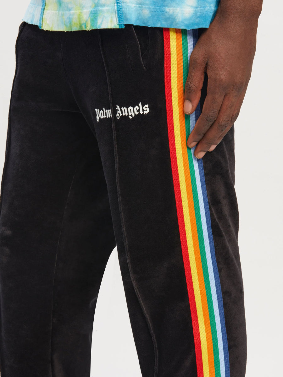 Palm Angels Rainbow Track Pants Black Multicolour - La Familia Street Culture - PALM ANGELS