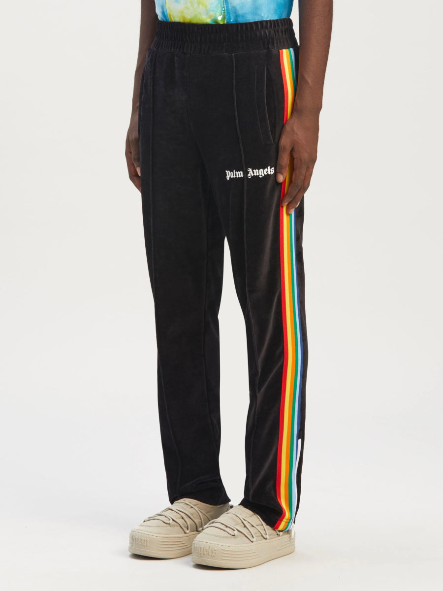 Palm Angels Rainbow Track Pants Black Multicolour - La Familia Street Culture - PALM ANGELS