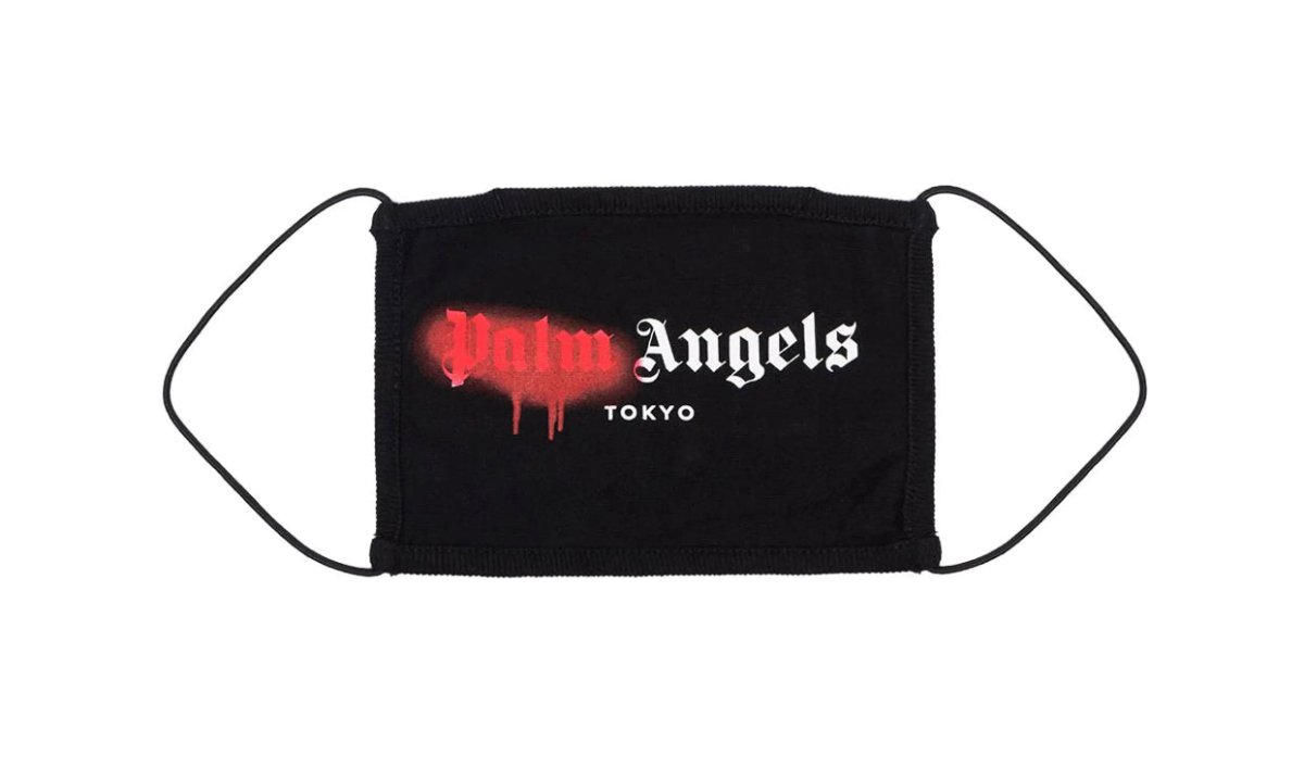 Palm Angels Tokyo Sprayed Logo Mask Black/Red - La Familia Street Culture - PALM ANGELS