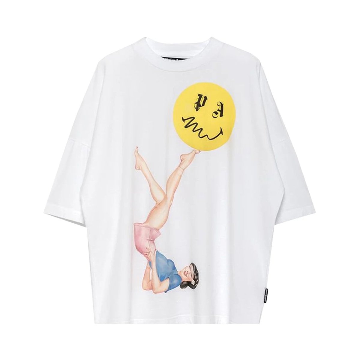 Palm Angels White Short Sleeve Juggler Smiley T-Shirt - La Familia Street Culture - PALM ANGELS