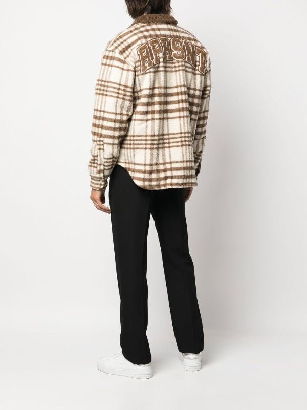 Represent check - pattern collared overshirt beige/camel brown - La Familia Street Culture - Represent