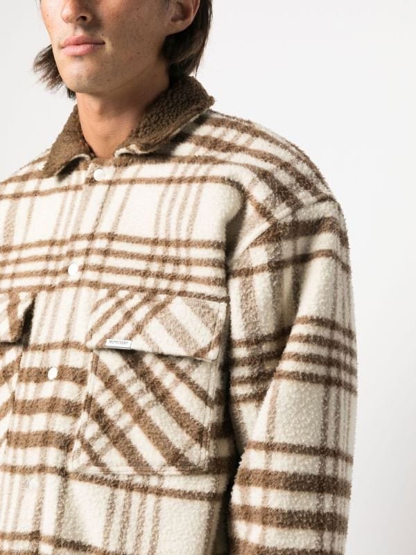 Represent check - pattern collared overshirt beige/camel brown - La Familia Street Culture - Represent