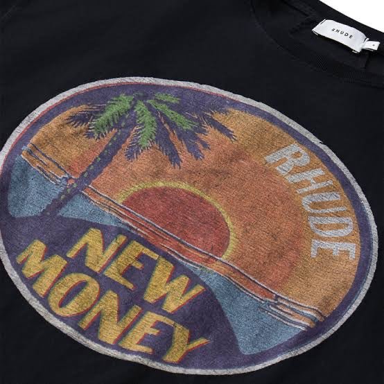 Rhude Sunset New Money Tee Vintage Black - La Familia Street Culture - Rhude