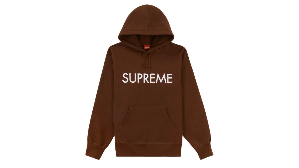 Supreme Capital Hooded Sweatshirt Dark Brown - La Familia Street Culture - SUPREME