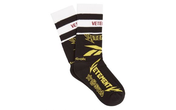 Vetements color block metal logo cotton socks, black metallic - La Familia Street Culture - Vetements