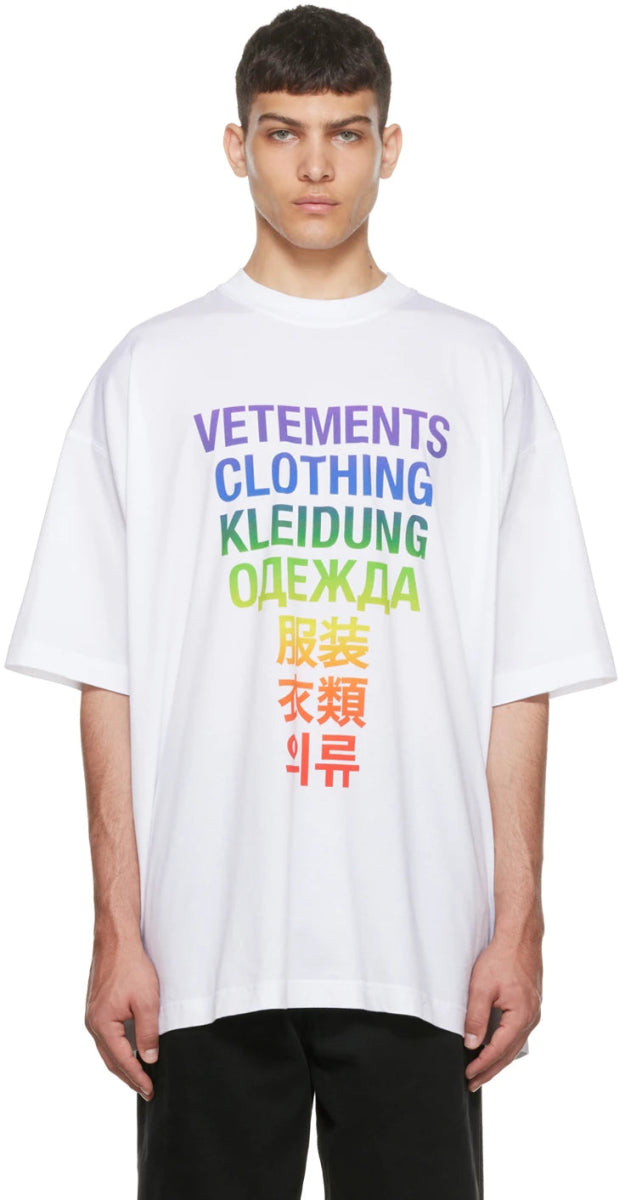 Vetements White 'Vetements' Translation T-Shirt - La Familia Street Culture - Vetements
